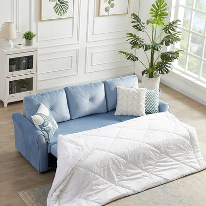 Sofa Bed: Upholstered Sectional L Shape Sofa Cum Bed Blue