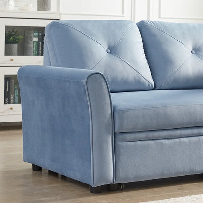 Sofa Bed: Upholstered Sectional L Shape Sofa Cum Bed Blue