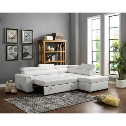 Sofa Cum Bed: L Shape Vegan Leather Sofa Cum Bed