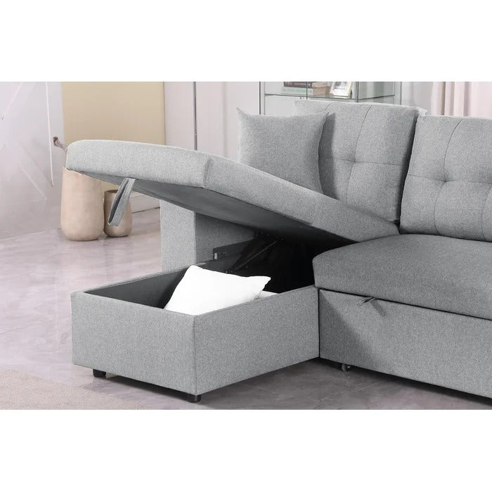 Sofa Cum Bed: Light Grey L Shape Sofa Cum Bed