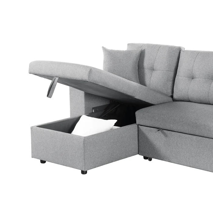 Sofa Cum Bed: Light Grey L Shape Sofa Cum Bed