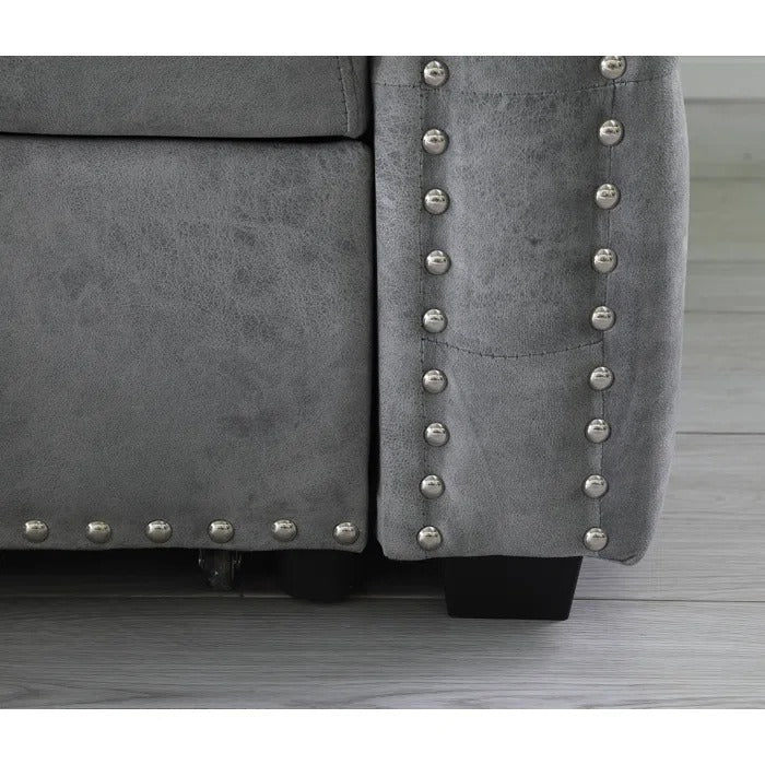 Sofa Cum Bed: Modern Wood Armrests, Full Size