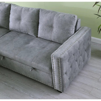 Sofa Cum Bed: Modern Wood Armrests, Full Size