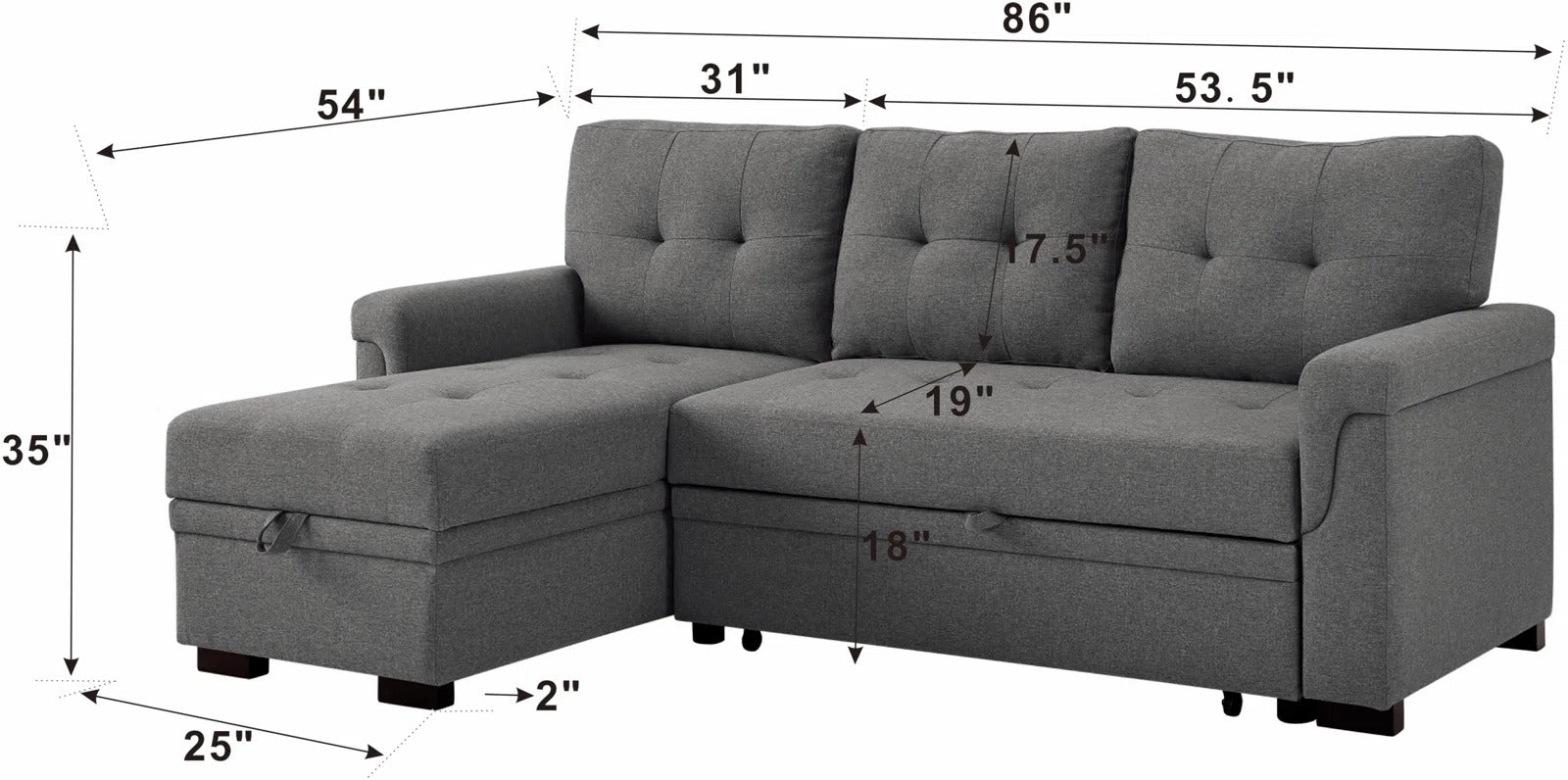 Sofa Cum Bed: Piece Upholstered Sectional