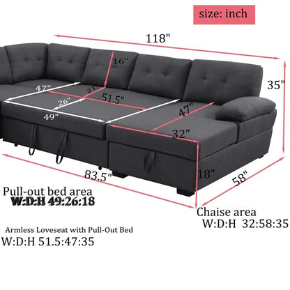 Sofa Cum Bed: Upholstered Sectional Sleeper Sofa & Chaise