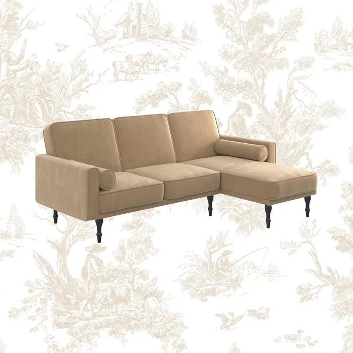 Sofa Cum Bed: Wide Velvet Reversible Sleeper Sofa & Chaise
