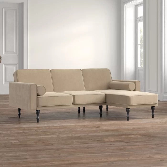 Sofa Cum Bed: Wide Velvet Reversible Sleeper Sofa & Chaise