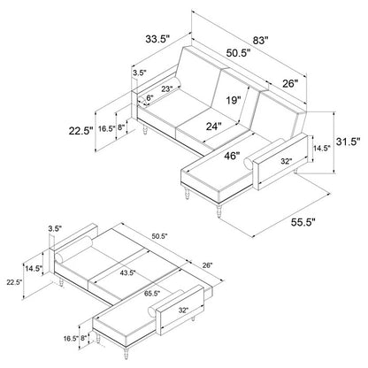 Sofa Cum Bed: Wide Velvet Reversible Sleeper Sofa & Chaise