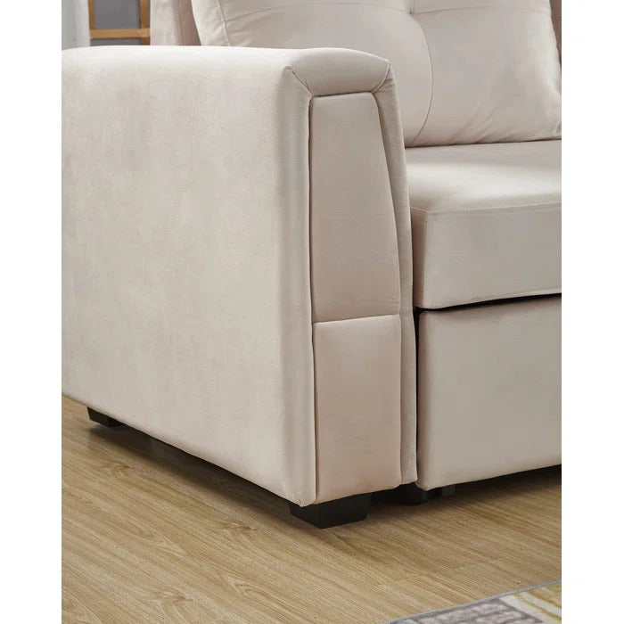 Sofa Cum Bed: Wide Velvet Reversible Sleeper Sofa & Chaise with Storage