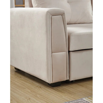 Sofa Cum Bed: Wide Velvet Reversible Sleeper Sofa & Chaise with Storage