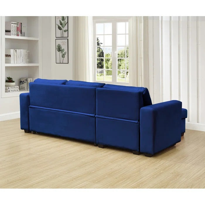 Sofa Cum Bed: Wide Velvet Reversible Sleeper Sofa & Chaise with Storage