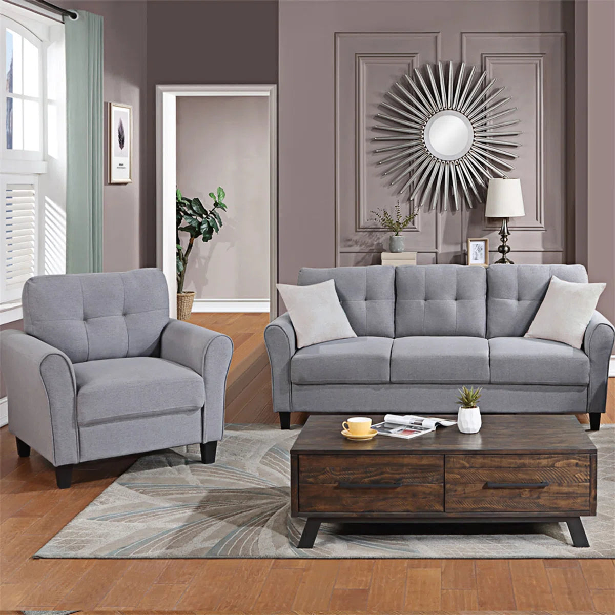 7 Seater Sofa Set: Linen Upholstered Sofa Set for Comfortable & Stylish
