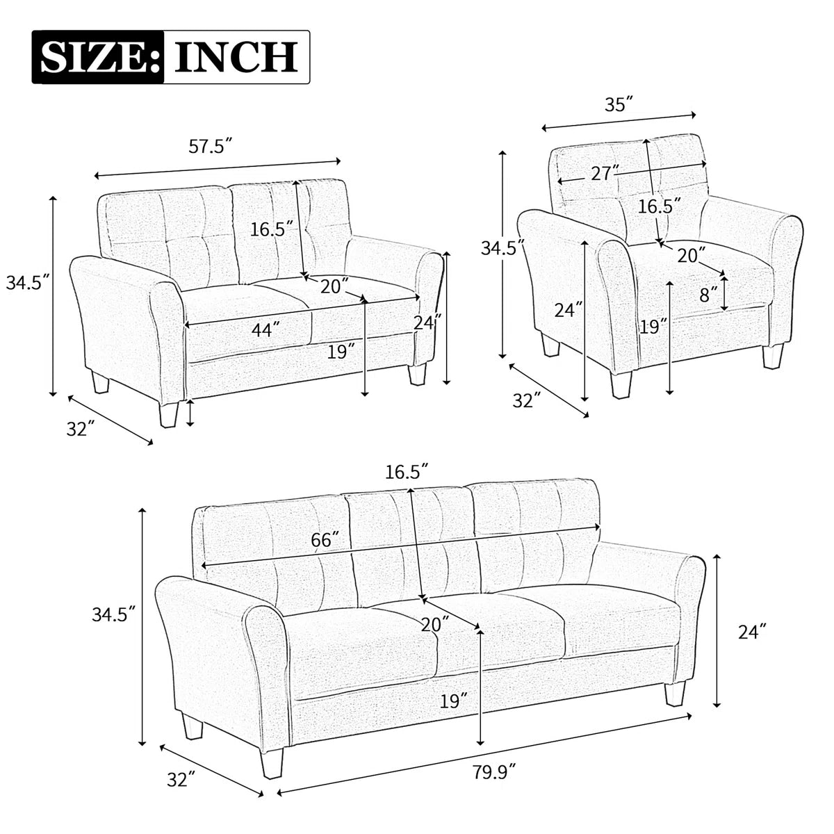 7 Seater Sofa Set: Linen Upholstered Sofa Set for Comfortable & Stylish