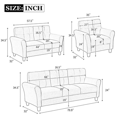 7 Seater Sofa Set: Linen Upholstered Sofa Set for Comfortable & Stylish