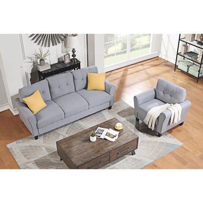 7 Seater Sofa Set: Linen Upholstered Sofa Set for Comfortable & Stylish