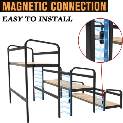 Kitchen Racks: 3-Tier Countertop Spice Rack with Wood and Metal Frame