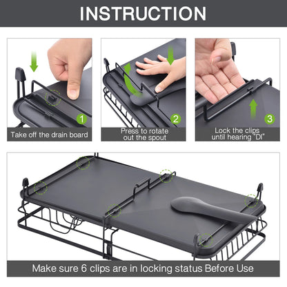 Kitchen Rack: Stainless Steel Kitchen Dish Rack, Adjustable Dish Drying Rack, Plate Rack, Extra Large Capacity Dish Drainer