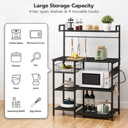 Kitchen Rack: Standard Baker's Rack Made of 35.4" Steel with Microwave Compatibility