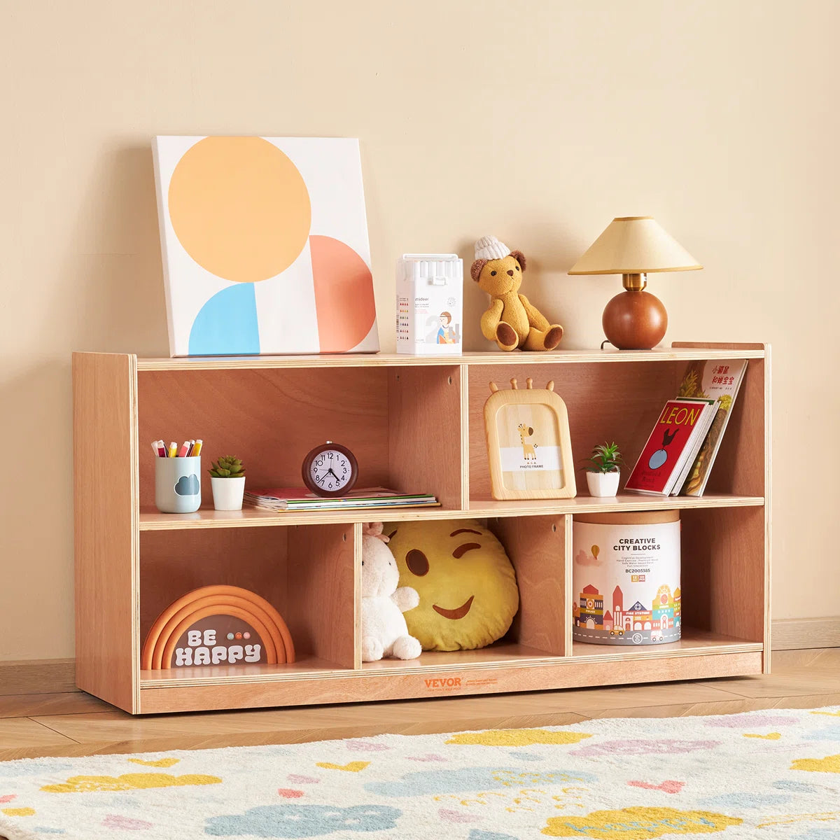 Kids Toy Storage Unit – 5-Compartment Wooden Organiser Cabinet for Classrooms & Homes