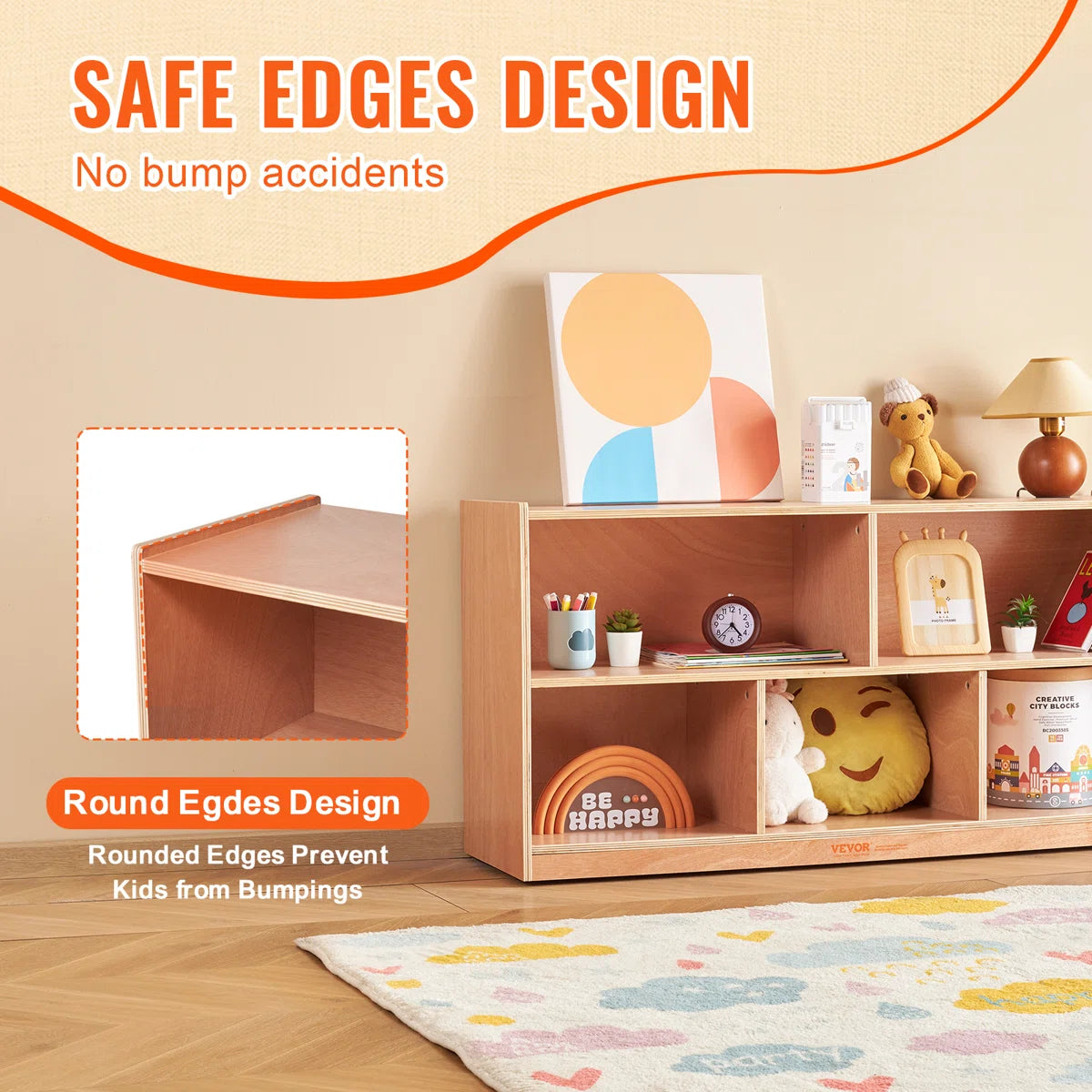 Kids Toy Storage Unit – 5-Compartment Wooden Organiser Cabinet for Classrooms & Homes