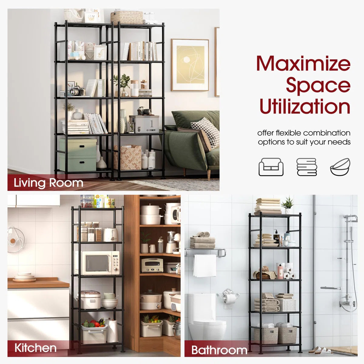 Kitchen Racks: Shelves for Storage Heavy-Duty Garage Shelving Unit with Leveling Feet and Shelf Organizer