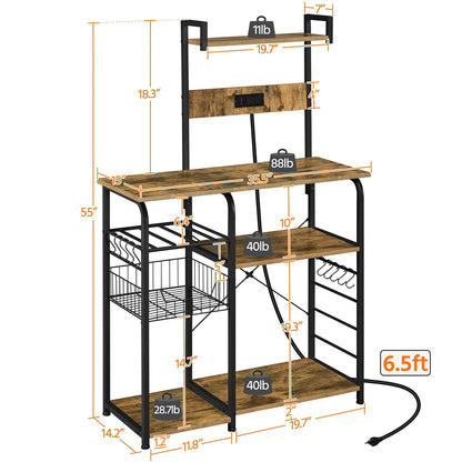 Kitchen Racks: 35.5" iron baker’s rack with microwave compatibility and sturdy design