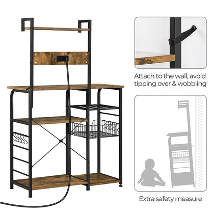 Kitchen Racks: 35.5" iron baker’s rack with microwave compatibility and sturdy design