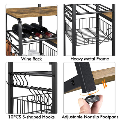 Kitchen Racks: 35.5" iron baker’s rack with microwave compatibility and sturdy design