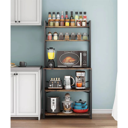 Kitchen Racks: 31.5" steel baker’s rack with microwave shelf, ideal for compact kitchen storage