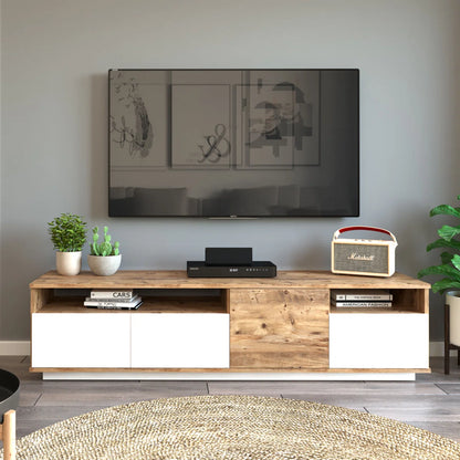 tv panel: Modern tv panel with Shelves, Designed for TVs Up to 40"