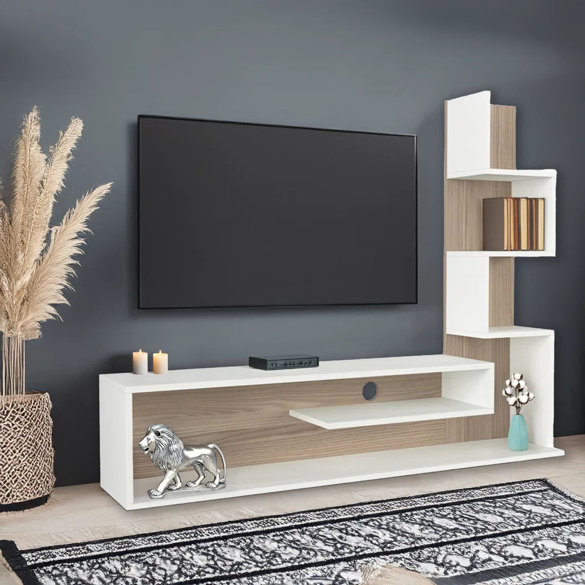 tv panel: 60" tv panel Set with Open Storage and One Side Pier