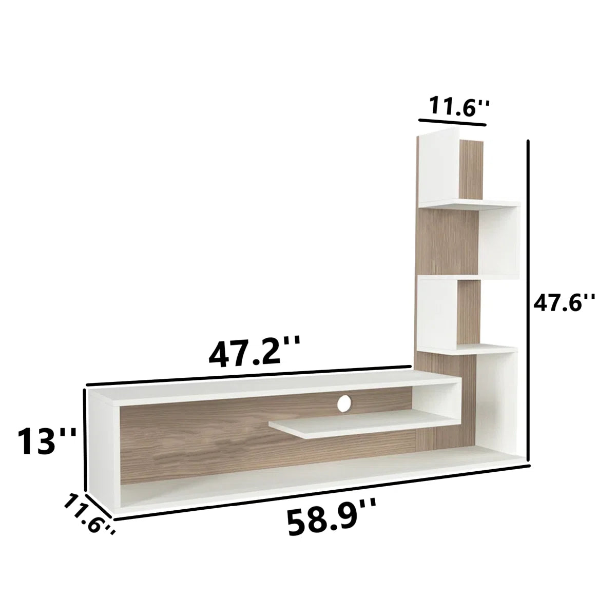 tv panel: 60" tv panel Set with Open Storage and One Side Pier