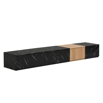 tv panel: Modern tv panel with Wood Grain Finish and 4 Drawers, Fits Up to 88" TVs