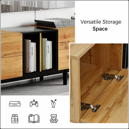 tv panel: tv panel for 80’’TV with 3 Doors, Media Console Table, Entertainment Center with Storage Cabinet