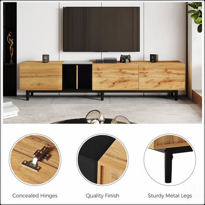 tv panel: tv panel for 80’’TV with 3 Doors, Media Console Table, Entertainment Center with Storage Cabinet