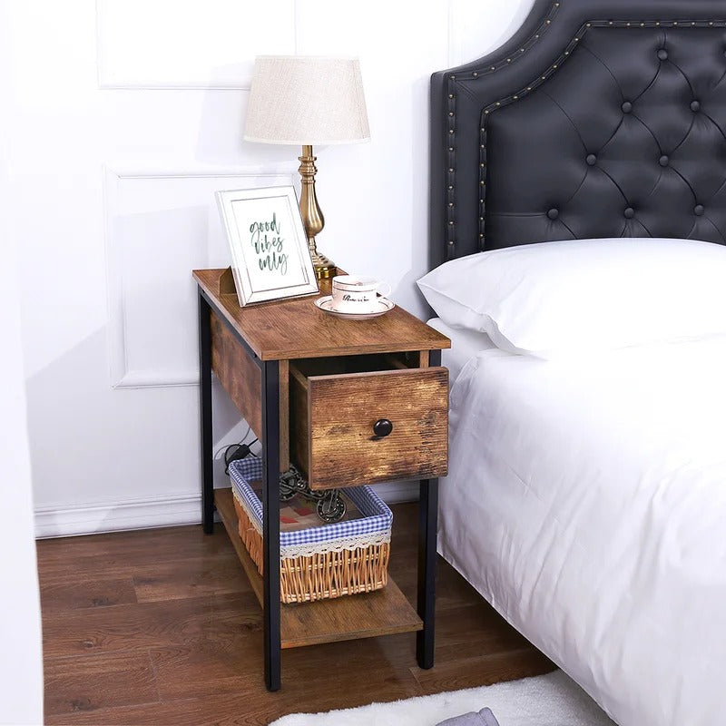 End Table: Tall End Table with Storage