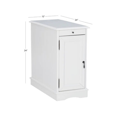End Table: Tall Storage End Table with Built-In Charging Station