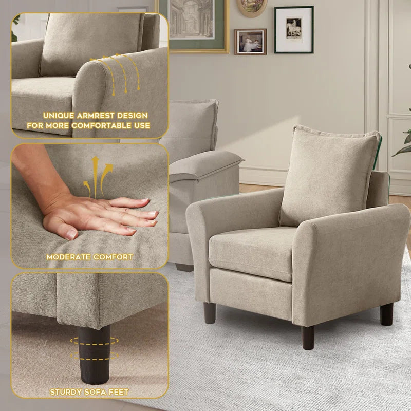 Luxury Sofa Sets: 3-Piece L-Shaped Sectional Sofa Set with Chair & Ottoman