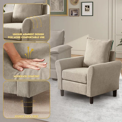 Luxury Sofa Sets: 3-Piece L-Shaped Sectional Sofa Set with Chair & Ottoman