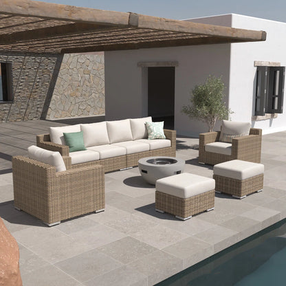 7 Seater Sofa Set: 7-Piece Fire Pit Seating Set for Patio or Garden