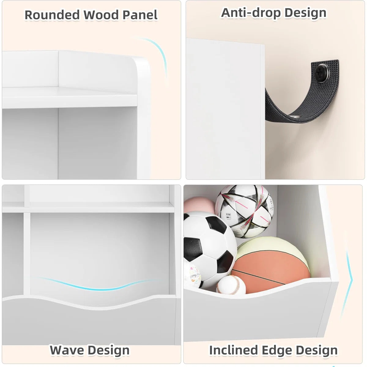 Kids Toy Storage Unit – Modern Toy Organiser with Shelves & Tilted Bins for Bedroom or Nursery
