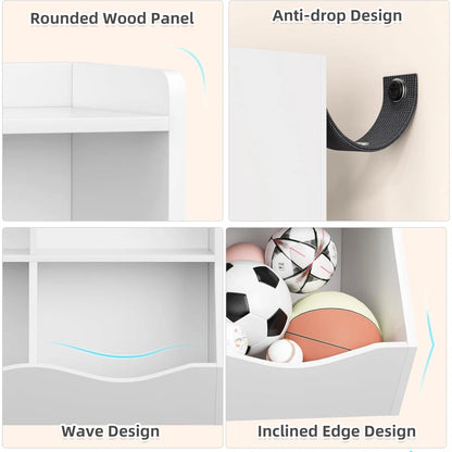 Kids Toy Storage Unit – Modern Toy Organiser with Shelves & Tilted Bins for Bedroom or Nursery