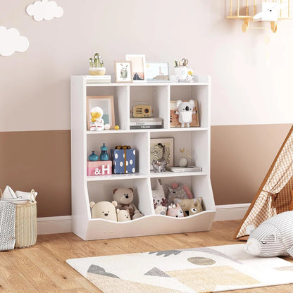 Kids Toy Storage Unit – Modern Toy Organiser with Shelves & Tilted Bins for Bedroom or Nursery
