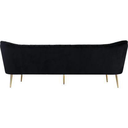 Luxury Sofa Sets: Tiberius Black Velvet 3-Piece Living Room Set with Gold Legs