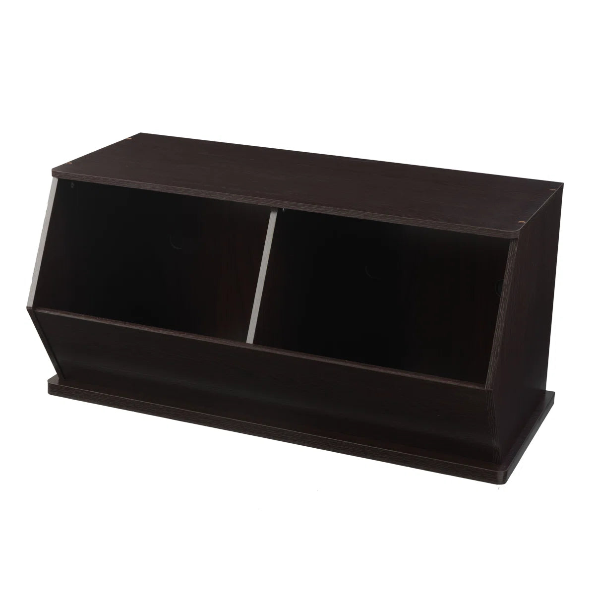 Kids Toy Storage Unit: 34.61'' Wide Wooden Double Bin Organiser with Stackable Design