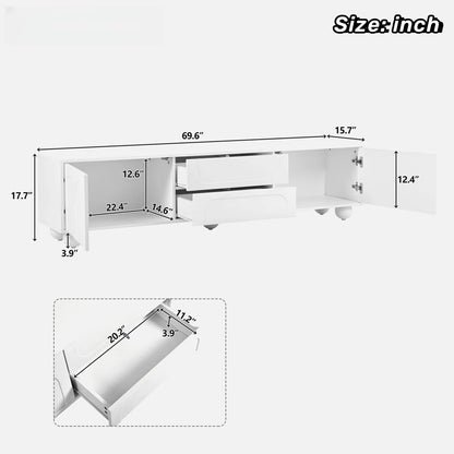 tv panel: Stylish Cream tv panel with Storage Drawers, Cabinets, and 5 Iron Legs