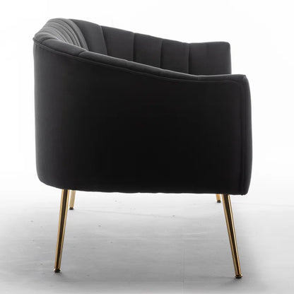 Luxury Sofa Sets: Modern Velvet 3-Piece Sofa Set with Swivel Chairs & Gold Legs