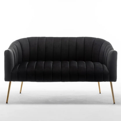 Luxury Sofa Sets: Modern Velvet 3-Piece Sofa Set with Swivel Chairs & Gold Legs