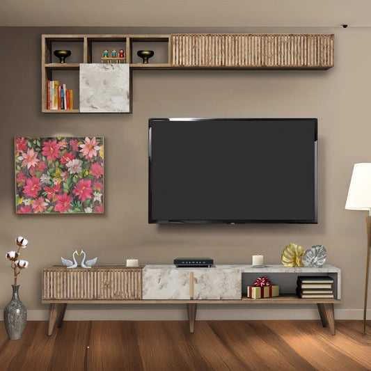 tv panel: tv panel for Tvs up to 55'' 4 Cabinets And 5 Shelves