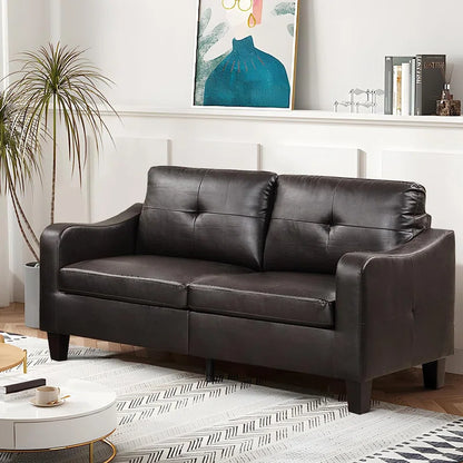 Luxury Sofa Sets: 2-Piece Faux Leather Reception Sofa & Loveseat Set